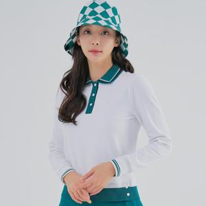 [레노마골프] 여성 빗살 패턴 자가드 카라 티셔츠 RWTPM5102-101