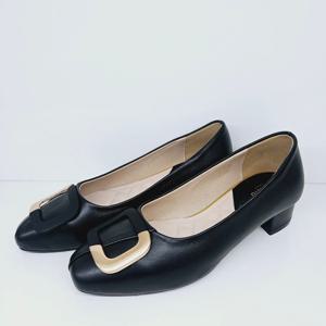 [엘칸토]여성 천연 양가죽 사각장식 펌프스 구두 (3CM) LCWD12U4