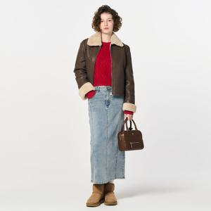 WOMAN 베이직 레더 무스탕 [BROWN] / WBD4L09515