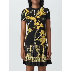 [VERSACE] 라프리마 여성 티셔츠 인 프린트 코튼 블렌드 75HAH608JS214 G89 블랙 /6