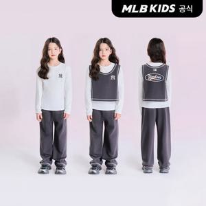 [택가139,000원][MLB키즈]바시티 여아 조끼 티셔츠 3 세트 NY (Charcoal Grey)7FS1V2151-50CGS