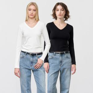 WOMAN 슬림 브이넥 롱 슬리브 티 [2COL] / WBE1L01503