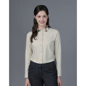 닥스 골프 여성 25SS ONLINE EXCLUSIVE 여성 베이지 체크카라 긴팔 티셔츠 DNTS5A901I1
