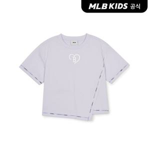 [MLB키즈 공식] 하트 스포티브 여아 비대칭 티셔츠 BOS (L.Lavender) 7FTSH0353-43LDL