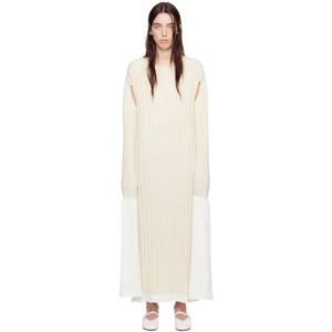 Issey Miyake 원피스 오프 화이트 비하인드 더 씬 맥시 드레스 242809F055014