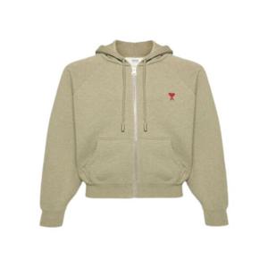 아미 스몰 하트 로고 코튼 후드 집업 헤더 세이지 USW415-747-366