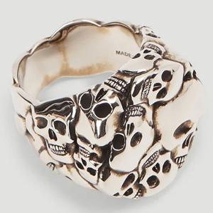 25 FW 알렉산더 맥퀸 멀티 Skull 스컬 체인 잉그레이브 빈티지 링 반지 663691 J160Y 044