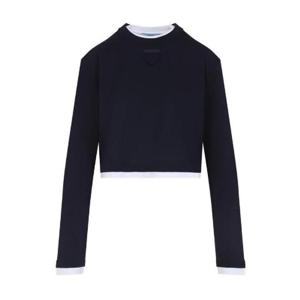 프라다 롱슬리브 레이어드 크롭 탑 34668SAAO15ZG F0124NAVY TP944199389