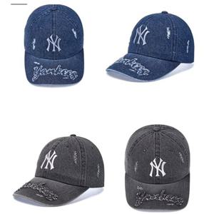 MLB (3ACPV195N) 빈티지 디스트로이드 데님 언스트럭쳐 볼캡  MLBUS