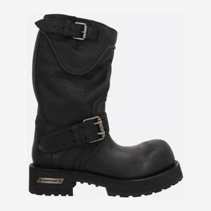발렌시아가 블랙 디스트레스드 가죽 미드카프 부츠 833581 WCAL