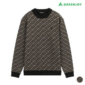 [그린조이] 남성 변형로고 밍크본딩 라운드 니트_GF23SR51M