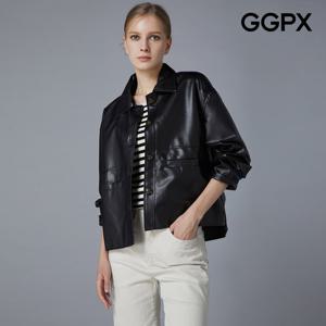 GGPX  립포켓 싱글 카라 페이크 레더 자켓 (GO8JK017F)