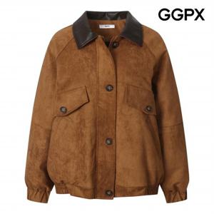 [GGPX] 비건 레더 카라넥 스웨이드 밴딩 점퍼 (GP9JP021F)