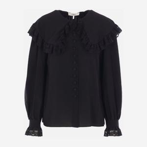 끌로에 오버사이즈 칼라 레이스 크레이프 블라우스 CH25WHT07 0