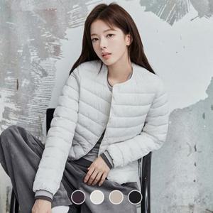 지오다노 375913 여자 베이직 크루넥 퀄팅 경량 패딩 숏 자켓 05375913