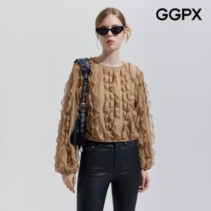 GGPX  라운드넥 웨이브 숏 블라우스 GPASH016F