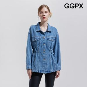 [지지피엑스]허리 밴딩 우먼 데님 카라 자켓 GPAJK012F
