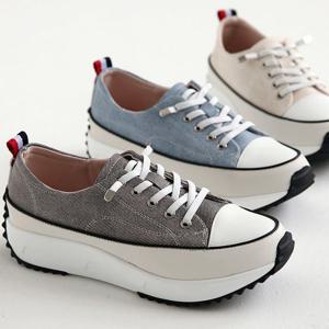 [더힐]가죽 데님 여성여자 슬립온 스니커즈 운동화 3.5cm sjperu-S129