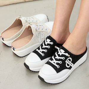 [더힐]가죽 트위드 키높이 여성여자 슬립온 스니커즈 운동화 5cm smp255