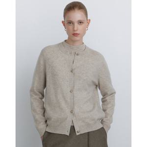 닥스 여성 24FW 캐시미어 다크베이지 멜란지 짜임 포인트 라운드넥 가디건 DLSW4D994I3