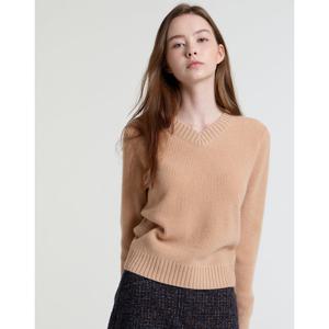 아떼 바네사브루노 여성 24FW 품절임박시즌오프 카멜 짜임 캐시미어100% 브이넥 니트 VLSW4D503CM