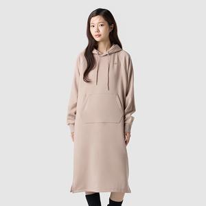 [르꼬끄공식] 여성 루즈핏 면기모 스판 후드 원피스 (QQ422OOPO1)