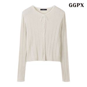 GGPX 끈 포인트 골지 라운드넥 가디건 (GPCCK002D)