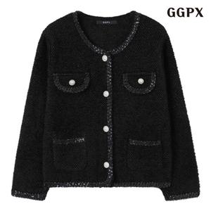 [지지피엑스]진주 버튼 글리터 라운드 니트 가디건 (GPDCK020D)