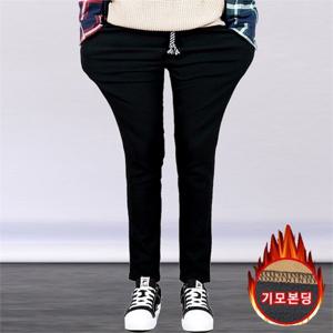 [프랭키뉴욕] 남자 겨울 기모 본딩 스판 일자 밴딩 면바지 빅사이즈 검정 베이지 카키 차콜 네이비_IDPA0