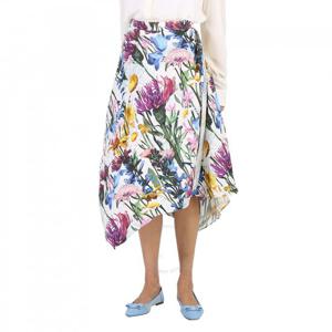스텔라 매카트니 여성용 비대칭 플로럴 프린트 미디 스커트 630024 3BS205-8475