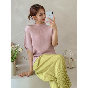 [샵앤]플리츠 여성 국산 퍼늘넥 빅사이즈 가오리핏 반팔티 BLE-WSH-3592-베이지