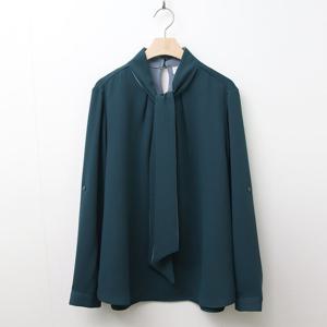 샵앤) 여성 타이 롤업 긴팔 블라우스 TOP-WBL-3728-청록