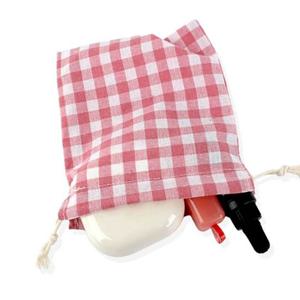 체크 핑크 다용도 복조리 깅엄체크 파우치