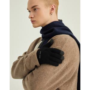 [선물포장] 블랙 로고자수 울캐시미어혼방 남성장갑 JUGV4F701BK