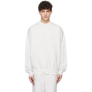 25 FW 요지야마모토 남성 그레이 크루 프렌치 테리 스웨트셔츠 251138M204002