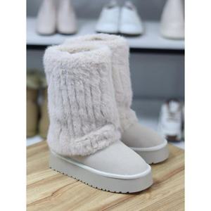 바이로쏘 세이브존06 퍼트리밍 장식 플랫폼 통굽 4cm 미들부츠 (BY)24F12286BF1