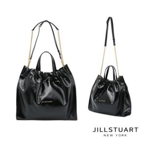 [질스튜어트][노트북수납가능] 블랙 골드 장식 드로우스트링 체인 숄더백 L JABA5E140BK