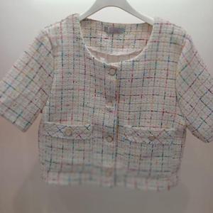 Latium HC06 숏짧은 위드반팔 라운드 깔끔한 주머니 트위드쟈켓 T2527jk03I