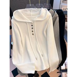 [베나프]골지 단추 후드티셔츠_BJ1LT033