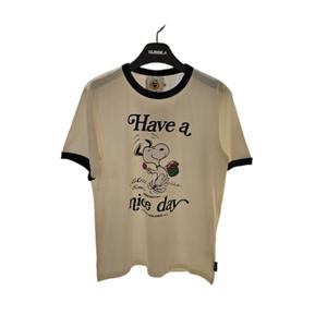 [클라이드]여성 스누피 넥+소매 배색 반팔티셔츠 FPBTS774F