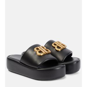 발렌시아가 Rise BB 레더 플랫폼 슬라이드 P00910277