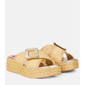 로저비비에 임벨리시드 라피아 에스파드리유 슬라이드 P01048170