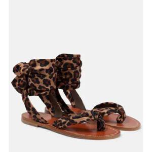 크리스찬루부탱 Niloo du Desert 레오파드 프린트 새틴 샌들 P00813265