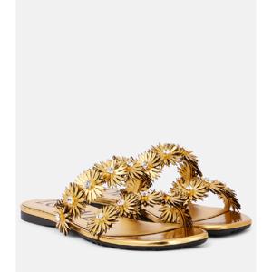 로에베 Petal Flower 메탈릭 레더 샌들 P01057090