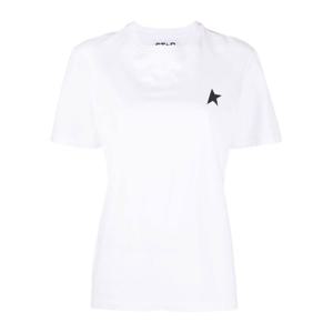 골든구스 화이트 블랙 스타 프린트 크루넥 반팔 티셔츠 GWP0122