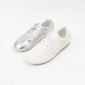 [신난다슈]여성 스니커즈 운동화 3cm 2종 여자 플랫 단화 소가죽 발편한 쿠션 NAL2525219