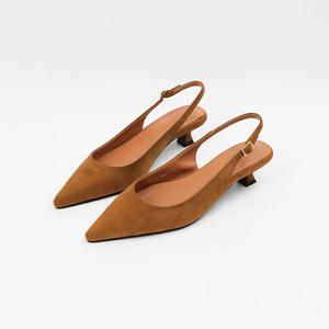 [신난다슈]여성 슬링백 힐 4cm 여자 스틸레토 슬링백 구두 펌프스 미들힐 FL251462 베이지