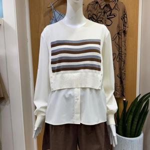 클리지 DP01 레이어드 니트 셔츠 블라우스 CP6WKT10