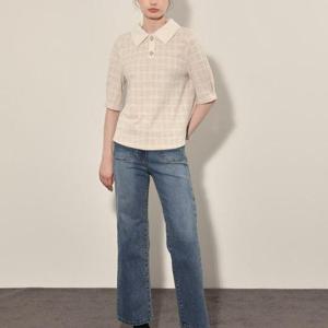 올리비아로렌 H 트위드 반팔 카라티셔츠 VOCAL4F7341