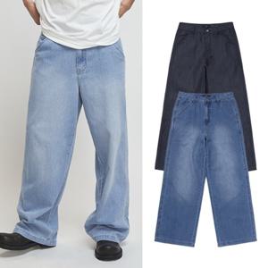 럭스골프 남녀공용 스트리트 사선 포켓 와이드 데님 팬츠 SQ25M513